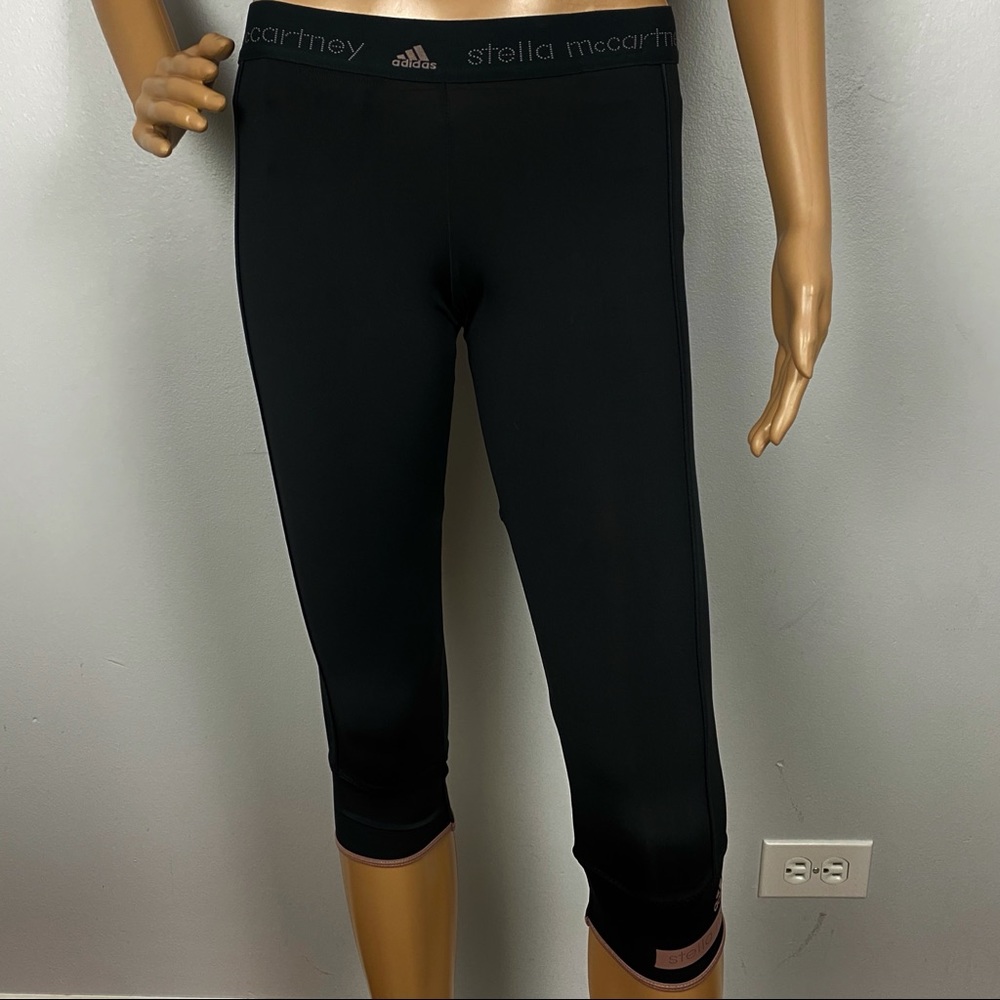 NEW ADIDAS BY STELLA MCCARTNEY REVOLVE BLACK CROPPED LEGGINGS - Picture 2 of 7